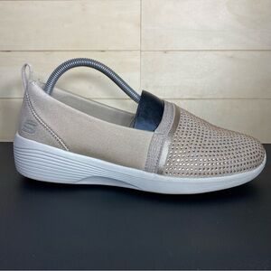 Skechers Memory Foam Arya Sparkle Slip-Ons Rose Gold Women's Size 9.5 Shoes